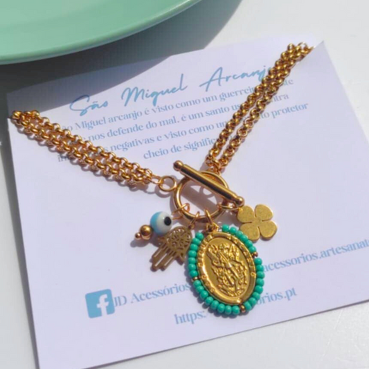 COLAR SÃO MIGUEL ARCANJO TURQUESA COLAR SÃO MIGUEL ARCANJO TURQUESA