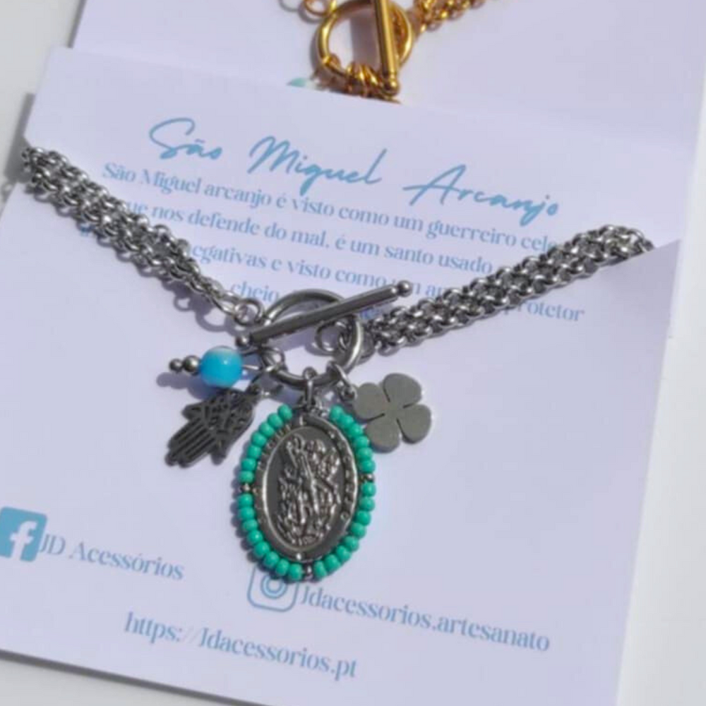 COLAR SÃO MIGUEL ARCANJO TURQUESA