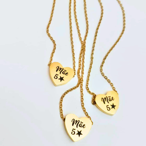 COLAR CORAÇÃO MAE 5 ESTRELAS